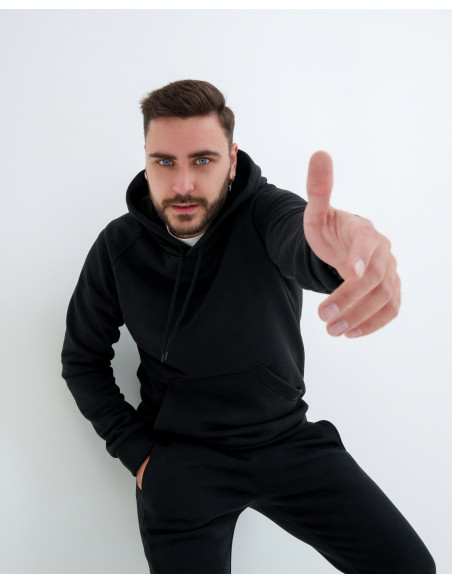Мужской спортивный костюм Reglan кенгуру на флисе черный