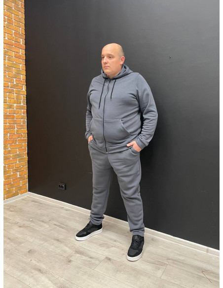 Мужской спортивный костюм БАТАЛ трехнитка флис Серый