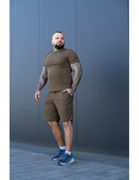 Мужской летний комплект CoolMax Olive: футболка и шорты - есть БАТАЛЫ 10XL