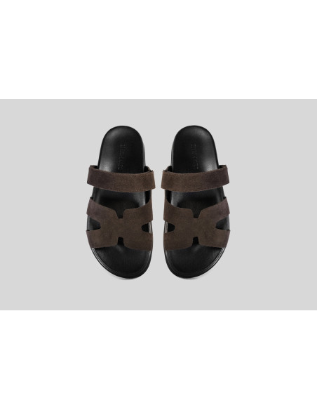 Женские кожаные шлёпанцы Hermes Slippers Brown— элегантные сандалии в стиле Luxury
