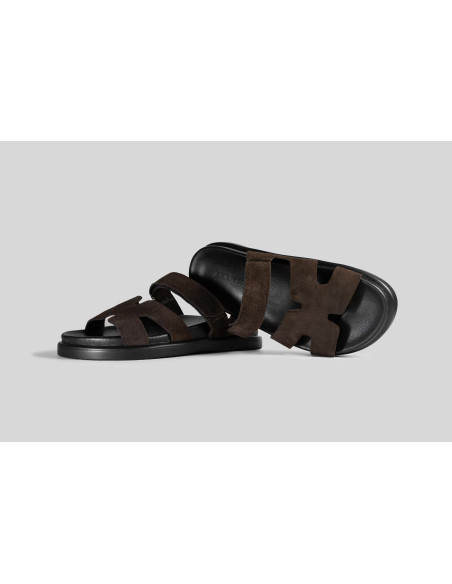 Женские кожаные шлёпанцы Hermes Slippers Brown— элегантные сандалии в стиле Luxury