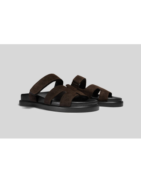 Женские кожаные шлёпанцы Hermes Slippers Brown— элегантные сандалии в стиле Luxury