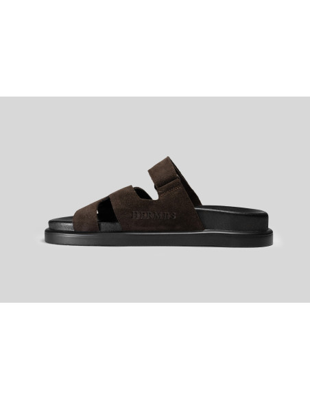 Женские кожаные шлёпанцы Hermes Slippers Brown— элегантные сандалии в стиле Luxury