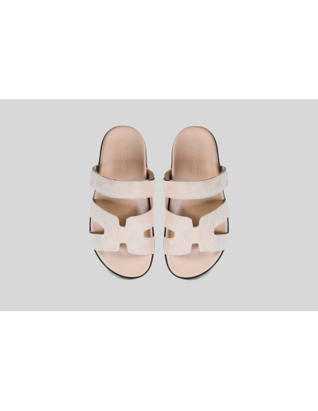 Женские кожаные шлёпанцы Hermes Slippers Beige — элегантные сандалии в стиле Luxury