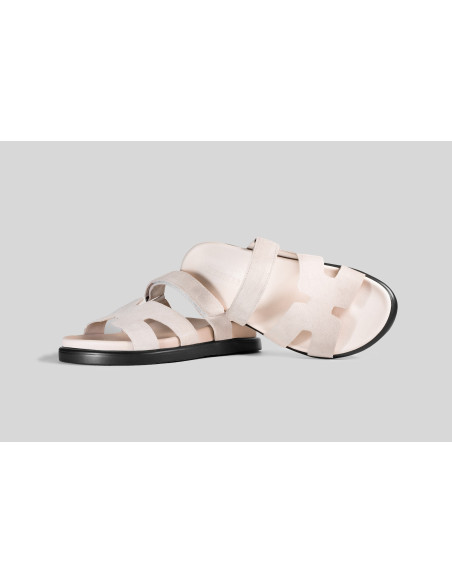 Женские кожаные шлёпанцы Hermes Slippers Beige — элегантные сандалии в стиле Luxury