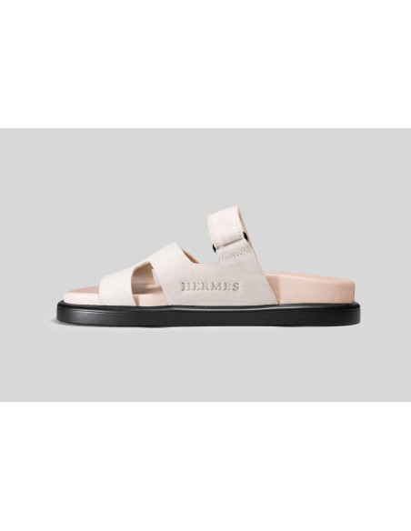 Женские кожаные шлёпанцы Hermes Slippers Beige — элегантные сандалии в стиле Luxury
