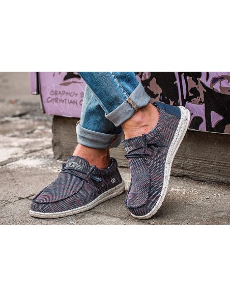 Мужские мокасины Hey Dude Wally Sox Blue Orange 110352632