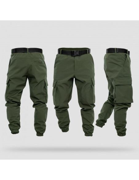 Брюки мужские карго зимние Soft Shell на флисе хаки
