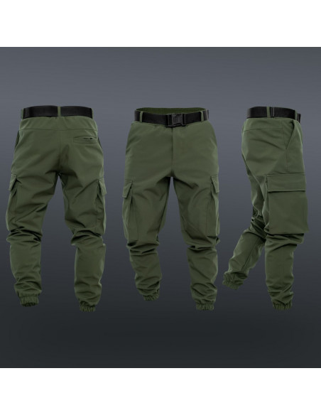 Брюки мужские карго зимние Soft Shell на флисе хаки