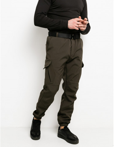 Штаны мужские тактические Softshell Extrime Khaki карго брюки зимние на флисе хаки