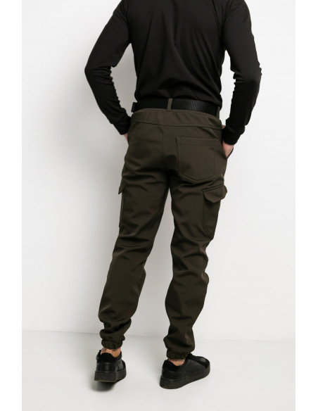 Штаны мужские тактические Softshell Extrime Khaki карго брюки зимние на флисе хаки